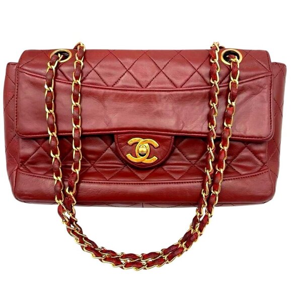 CHANEL 24K Vintage Flap Bag Lambskin Leather Quilted Chain Purse - Picture 1 of 15